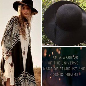 NWT Black Wool Boho Hat